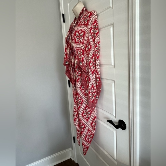 Free People American Pie Patchwork Bandana Plaid Kimono Boho One Size Longline - Picture 6 of 15